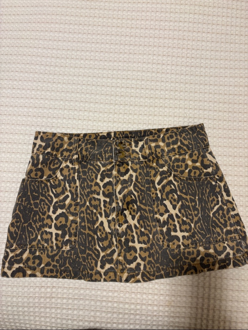 Leopard Print Button-Front Mini Skort